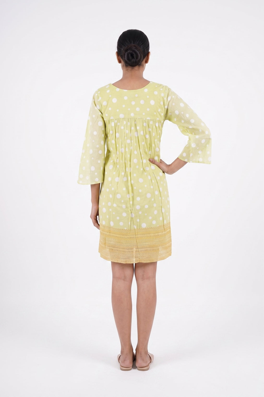 Pastel Yellow Polka Print Short Dress