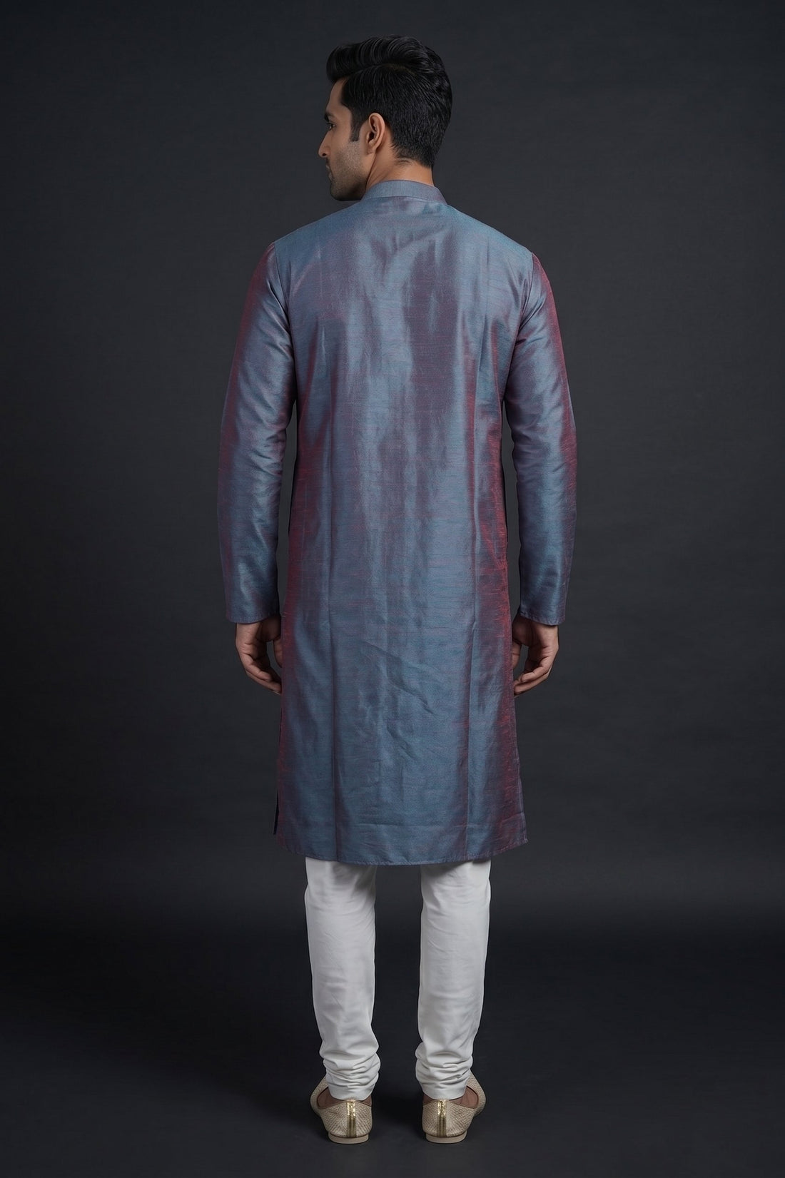 Steel Blue Classic Festive Kurta For Men