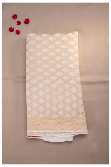 Ivory Pure Silk South Silk Wedding And Party Saree