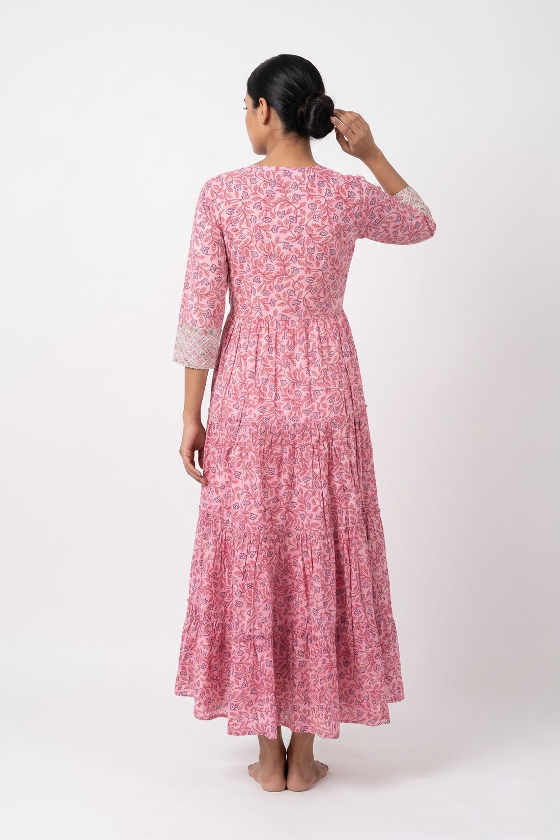 Blush Pink Floral Tiered Maxi Dress