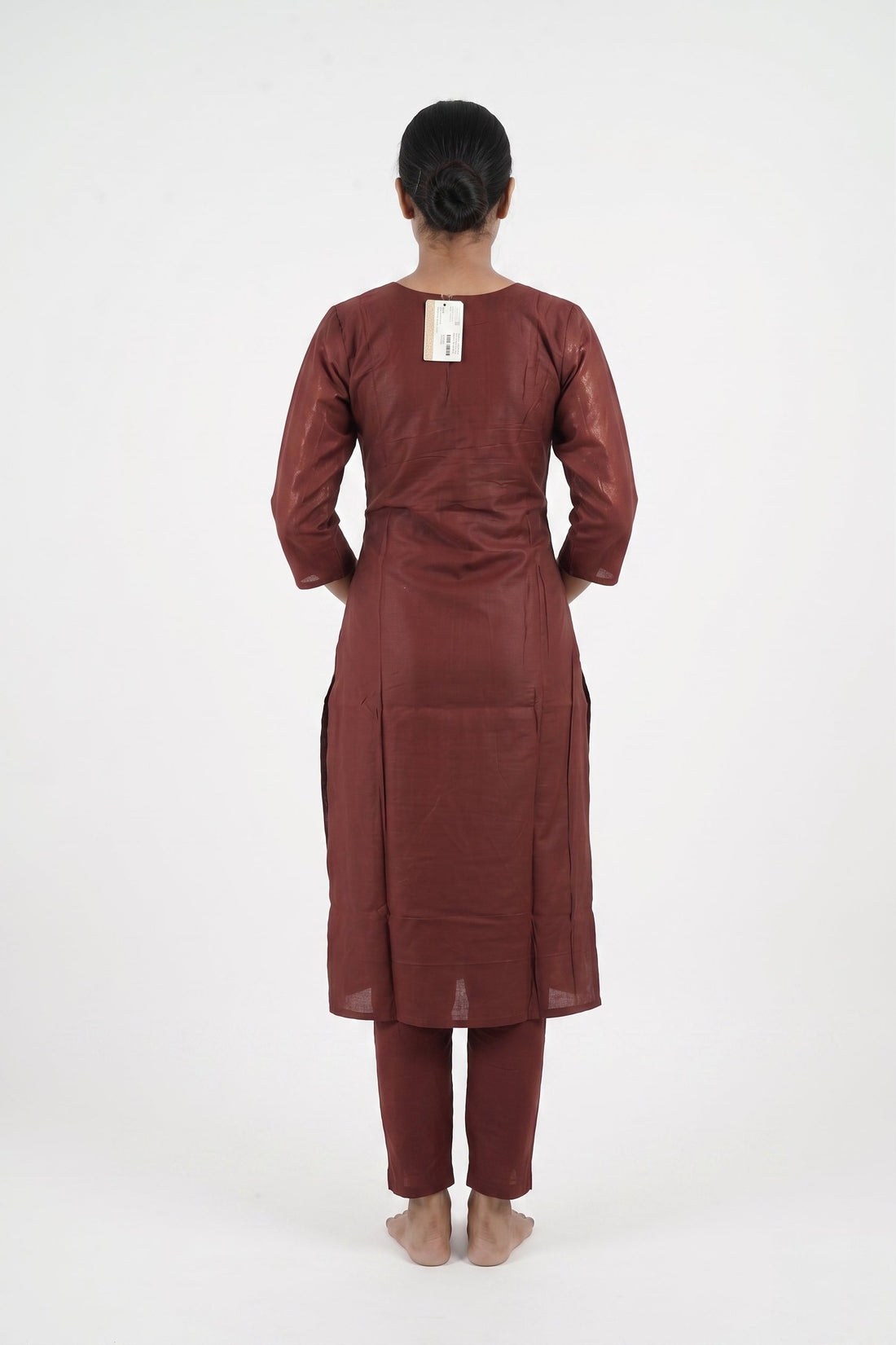 Rust Wine Embroidered Kurta Palazzo Set With Dupatta