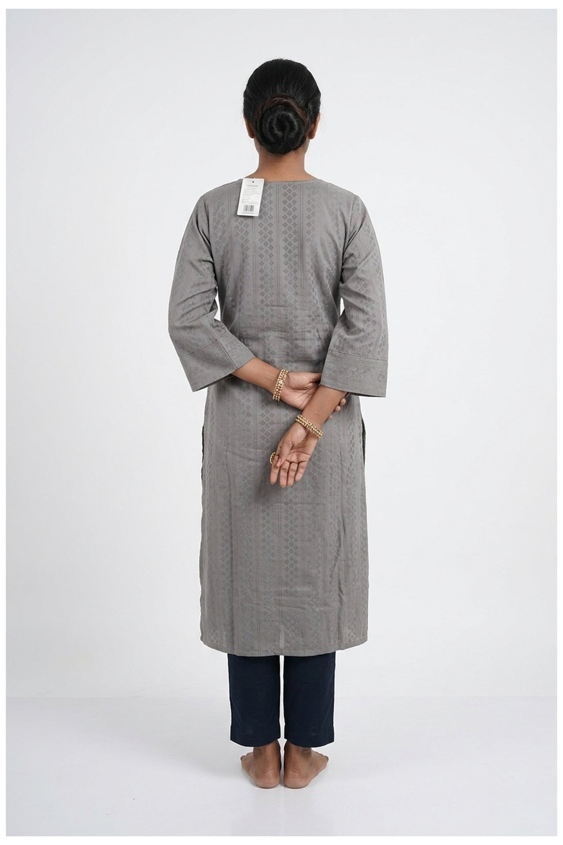 Elegant Grey Embroidered Straight Kurta Set