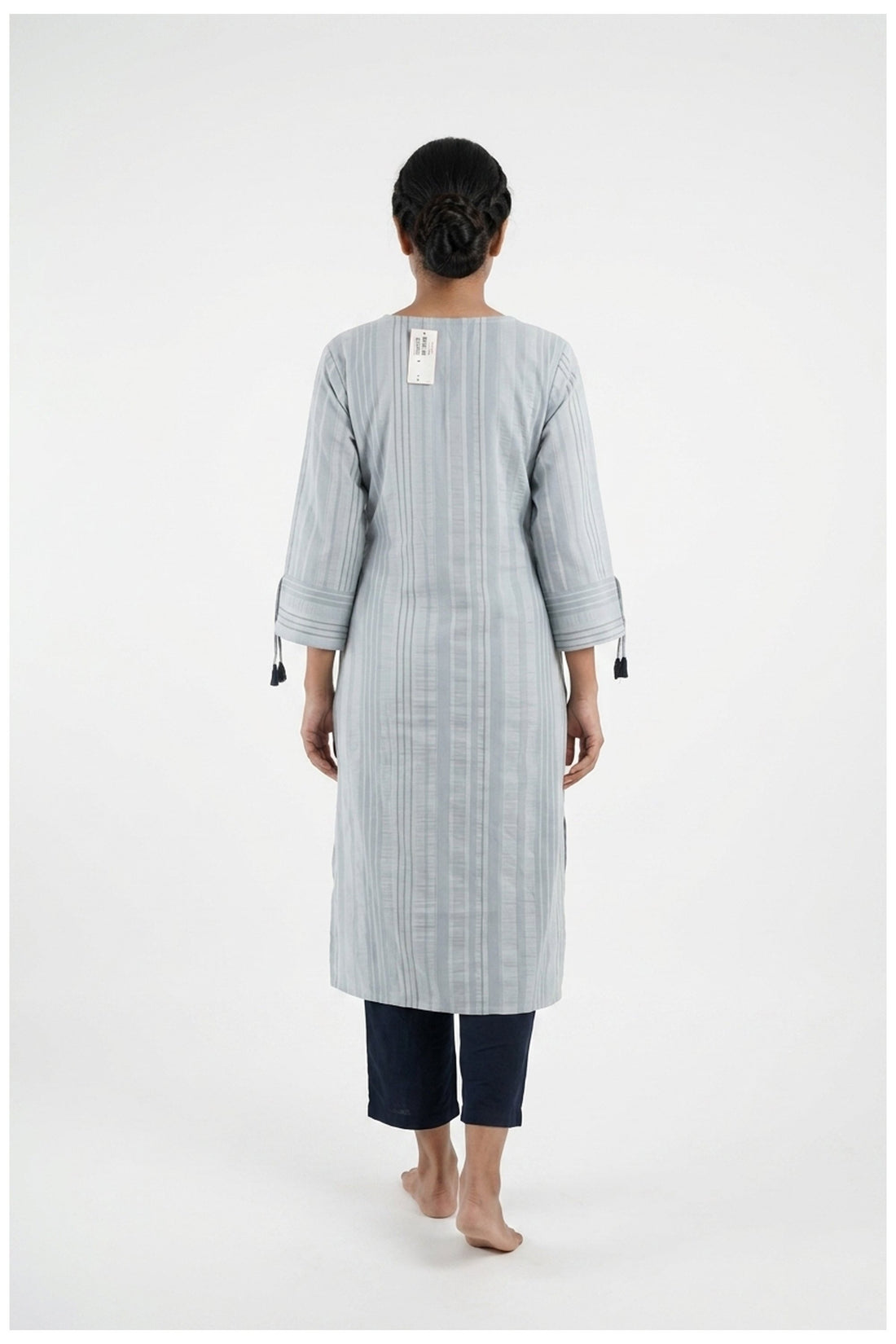 Pearl Grey Embroidered Kurta Palazzo Set With Sequin Dupatta