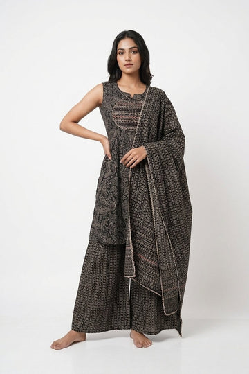 Midnight Tribal Print Indo-Western Palazzo Set