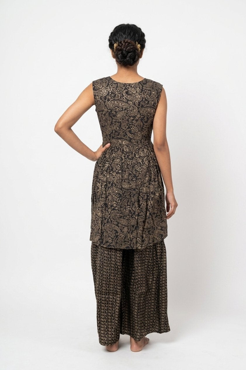 Midnight Tribal Print Indo-Western Palazzo Set