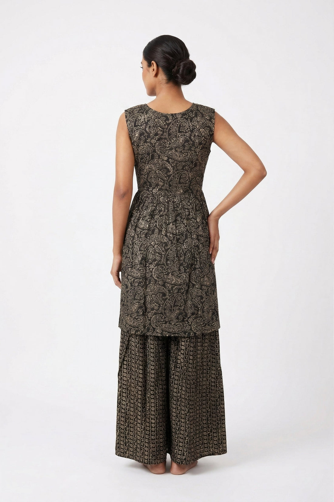 Black Ethnic Printed Indo-Western Palazzo Set