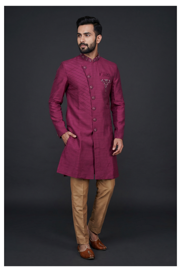 Men'S Embellished Indo-Western Sherwani Set