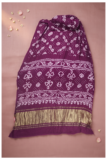 Wine Bandhni Gajji Silk Wedding & Party Wear Saree