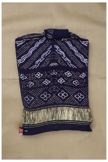 Navy Blue Bandhni Gajji Silk Wedding & Party Wear Saree