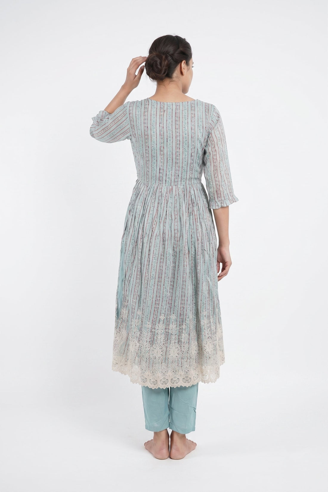 Sky Blue Embroidered Kurta Pant Set With Dupatta
