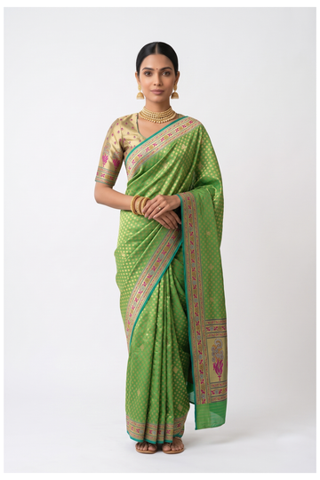 Pistachio Green Banarasi Art Silk Wedding Saree