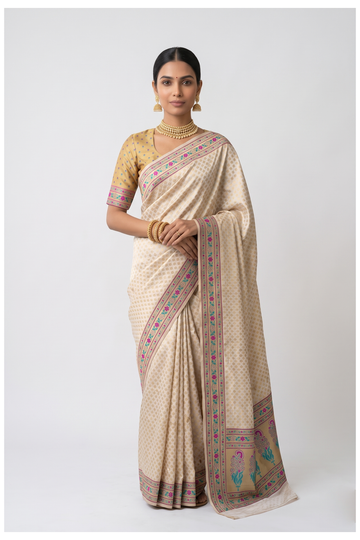 Champagne Banarasi Art Silk Wedding & Gift Saree