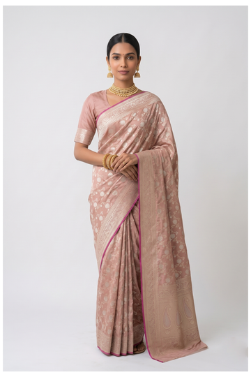 Peach Banarasi Art Silk Wedding Saree
