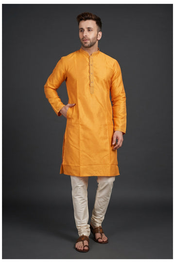 Orange Self-Patterned Men'S Kurta Set