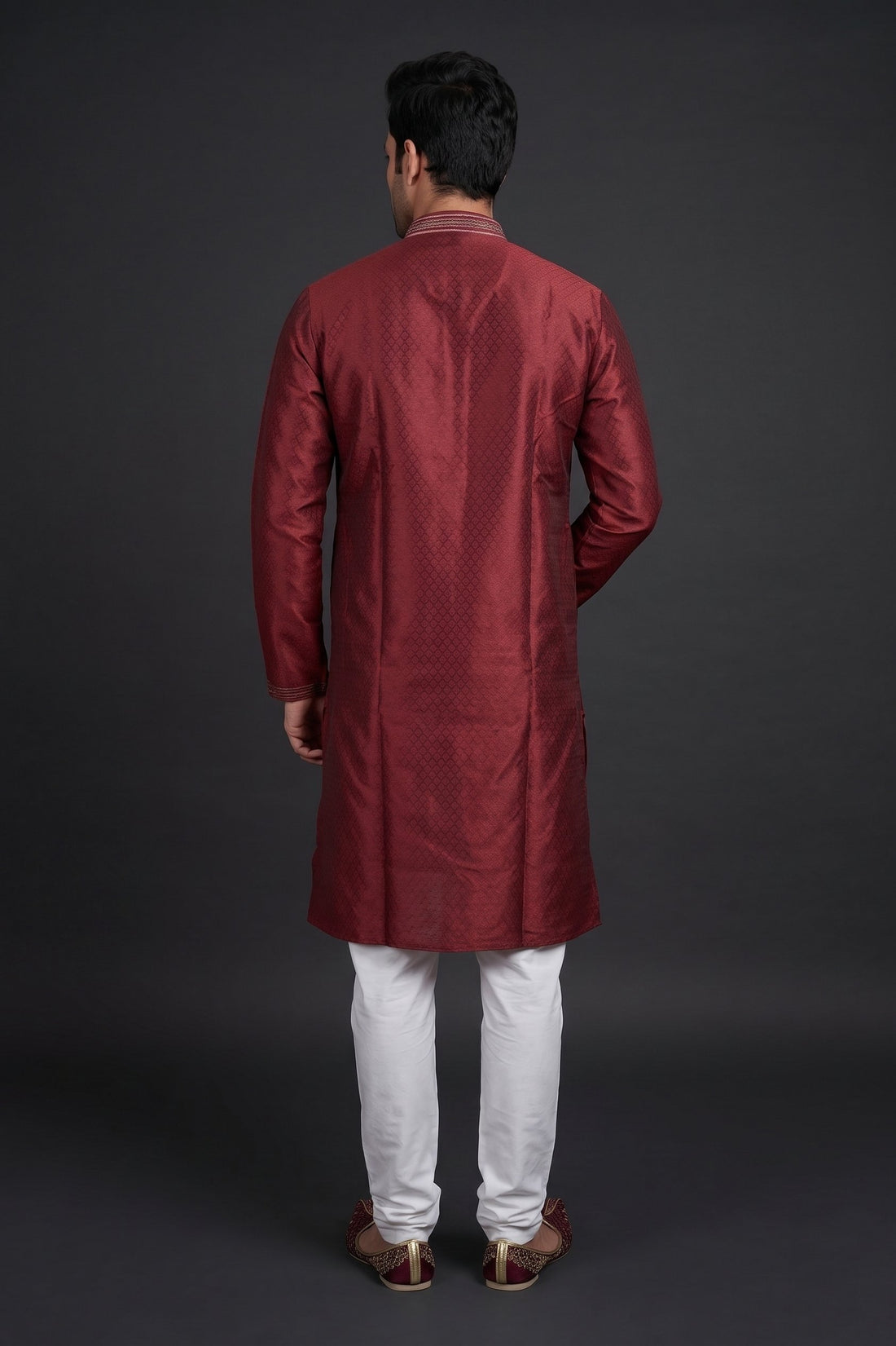 Royal Maroon Silk Blend Kurta For Men