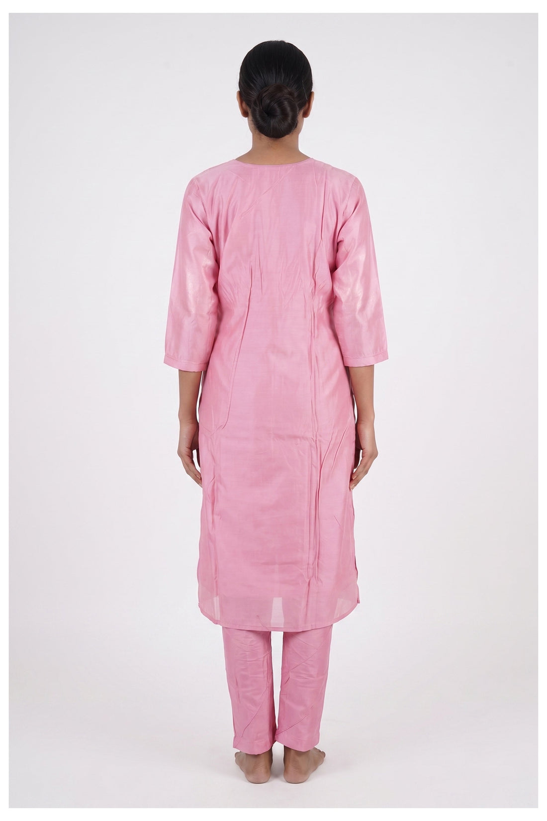 Blush Pink Floral Dupatta Kurta Pant Set