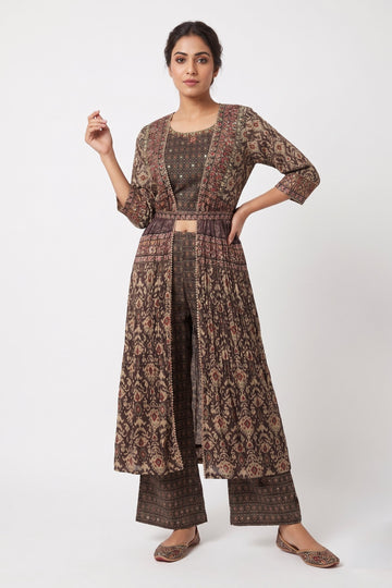 Vintage Noir Printed Indo-Western Co-Ord Set