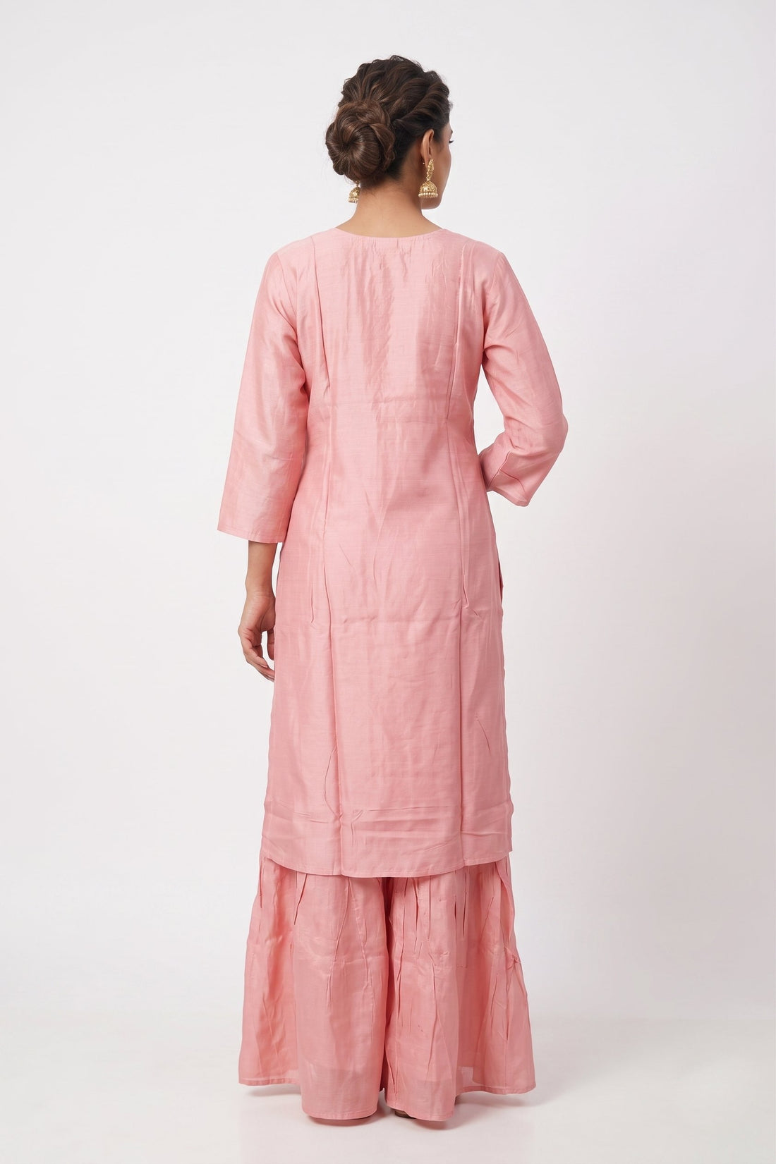 Blush Pink Embroidered Indo-Western Palazzo Set