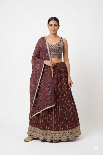 WINE LEHENGA CHOLI