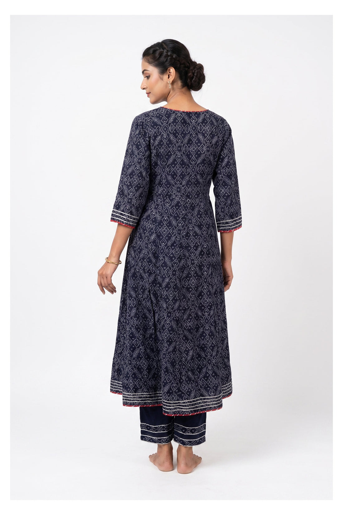 Navy Blue Mirror Work Anarkali Kurta Set