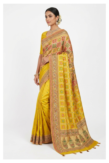 Royal Mustard Banarasi Art Silk Wedding Saree
