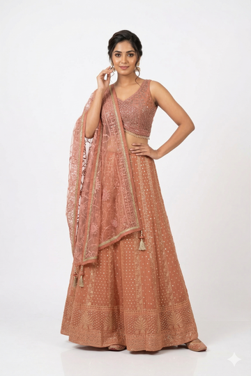 LIGHT PEACH LEHENGA CHOLI