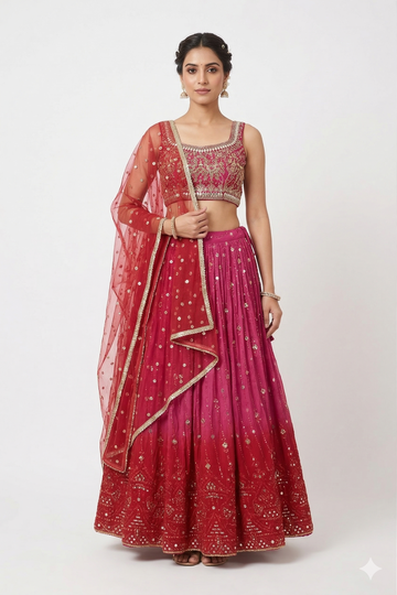 DARK PINK-RED LEHENGA CHOLI
