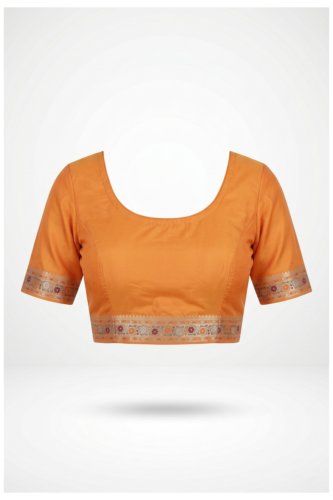 Marigold Banarasi Silk Saree With Jaal Weaving