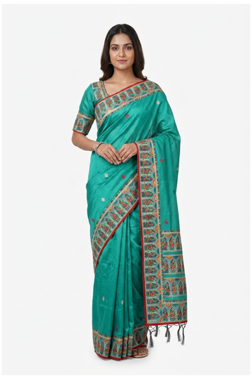 Teal Banarasi Art Silk Wedding Saree