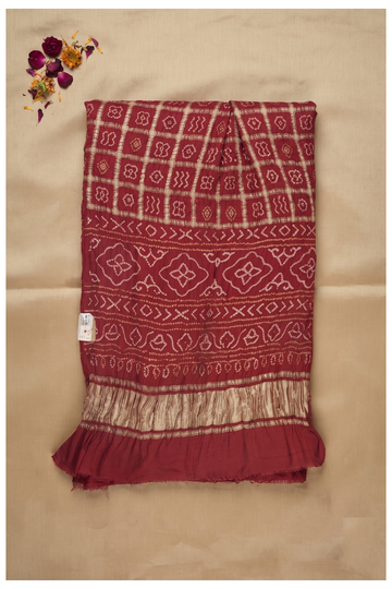 Maroon Gharchola Bandhni Gajji Silk Wedding Saree