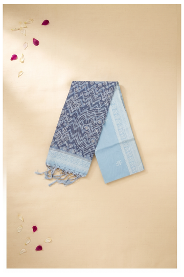 Sky Blue Cotton Party Wear Saree