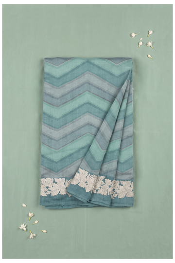 Aqua Green Cotton Saree For Wedding & Party Wear