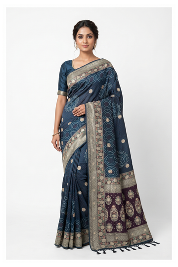 Teal Banarasi Art Silk Party Wear Saree