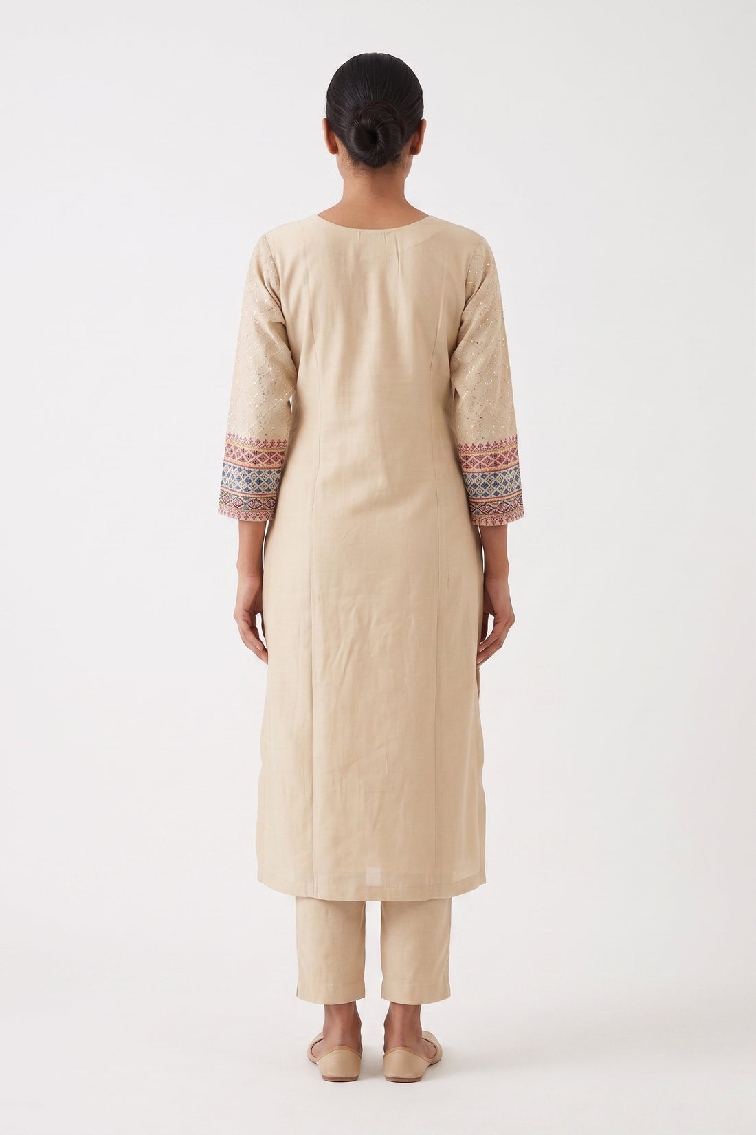 Ivory Blossom Printed Kurta Set With Organza Dupatta