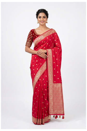 Crimson Red Banarasi Art Silk Wedding Saree