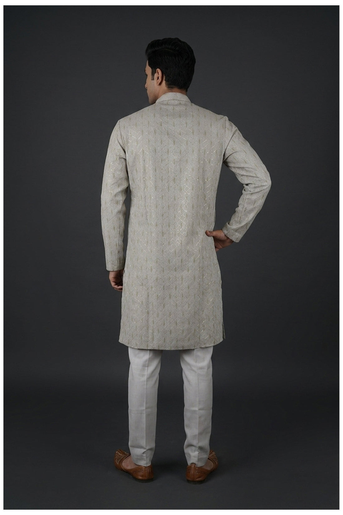 Ivory Gold Self-Woven Men’S Kurta Set