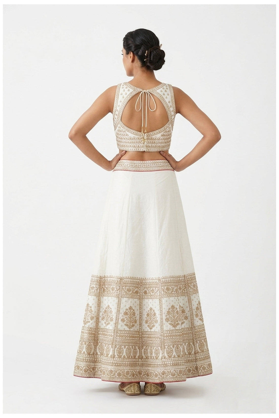 Ivory Embroidered Lehenga Choli With Blush Pink Net Dupatta