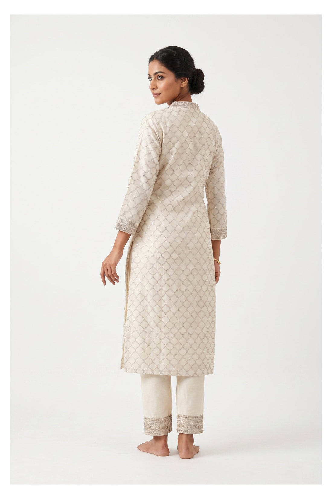 Ivory Elegance Embroidered Kurta Set With Dupatta