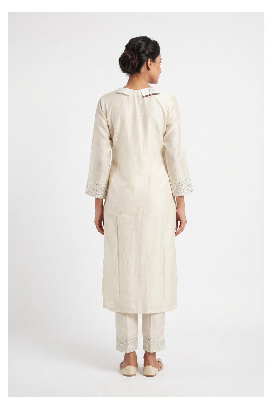 Pearl White Sequin Embroidered Festive Kurta Set