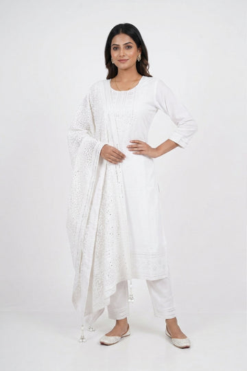 Elegant Ivory Embroidered Indo-Western Palazzo Set