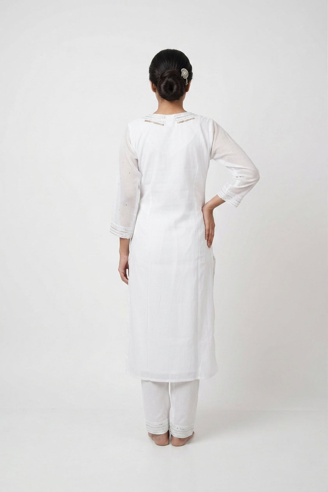 Elegant Ivory Embroidered Indo-Western Palazzo Set