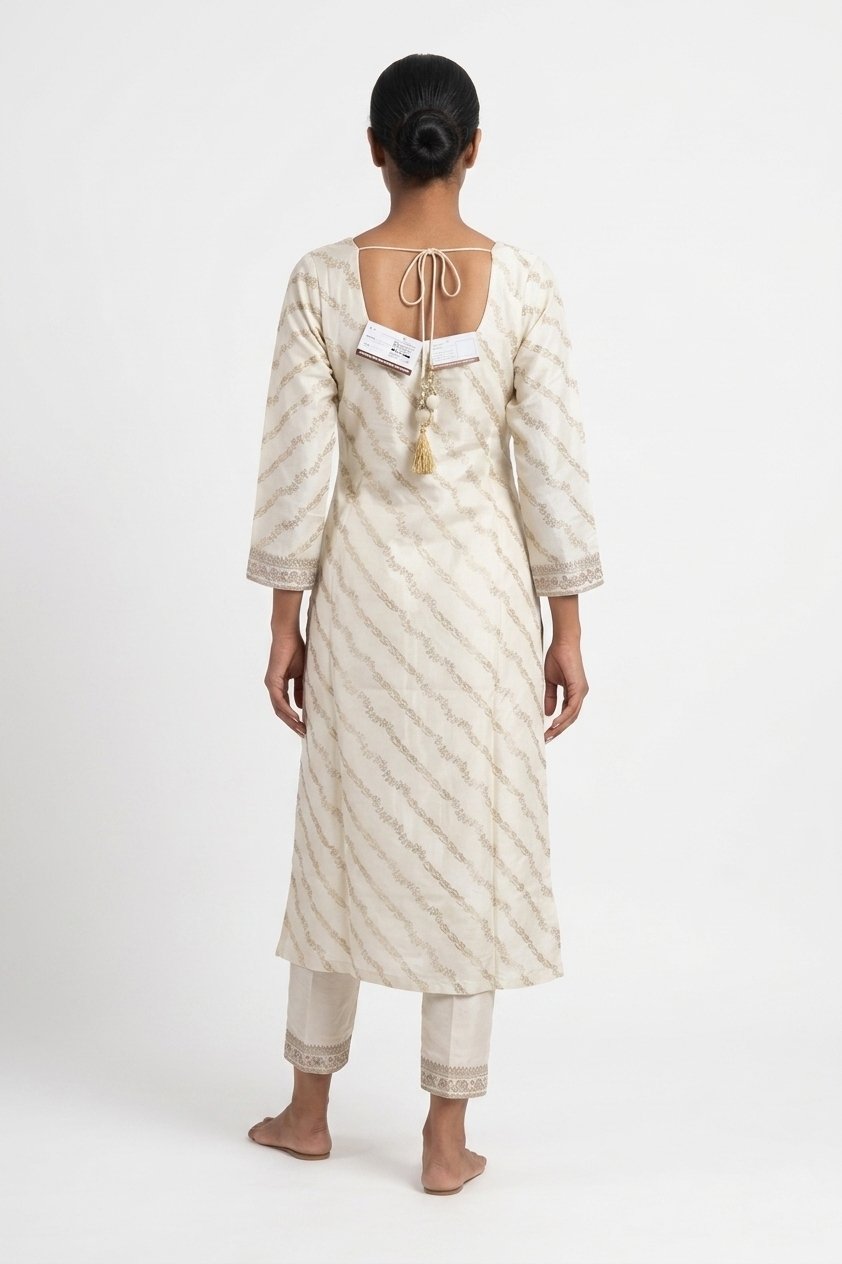 Ivory Shimmer Embroidered Designer Suit Set