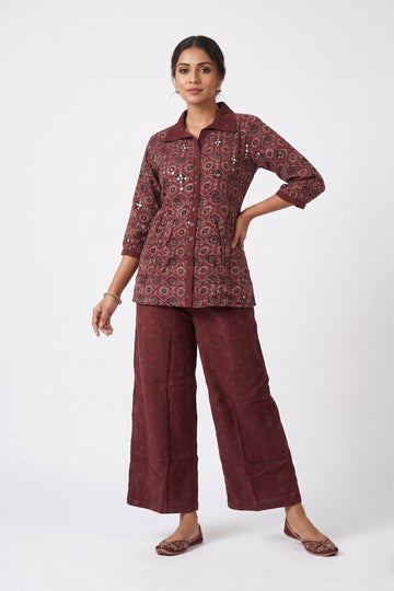 Maroon Printed Co-Ord Ethnic Set