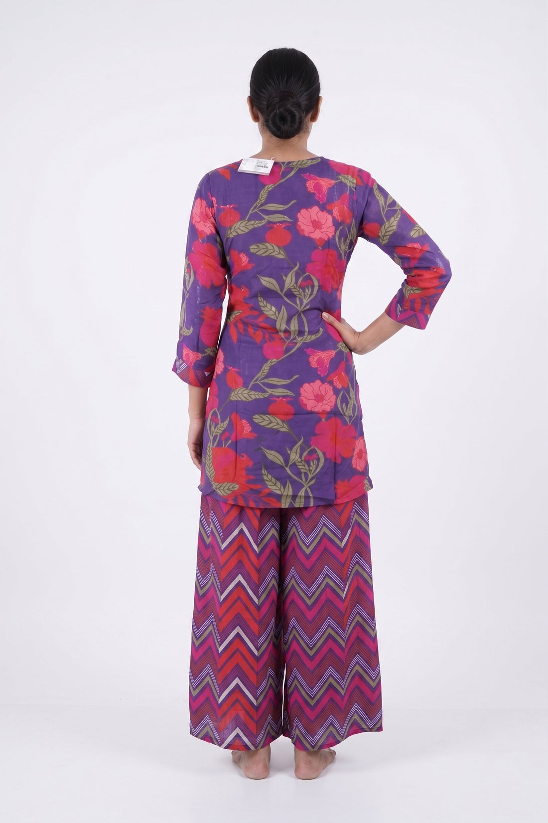 Royal Purple Floral Co-Ord Kurta Palazzo Set