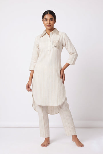 Ivory Elegance Straight Kurta Co-Ord Set