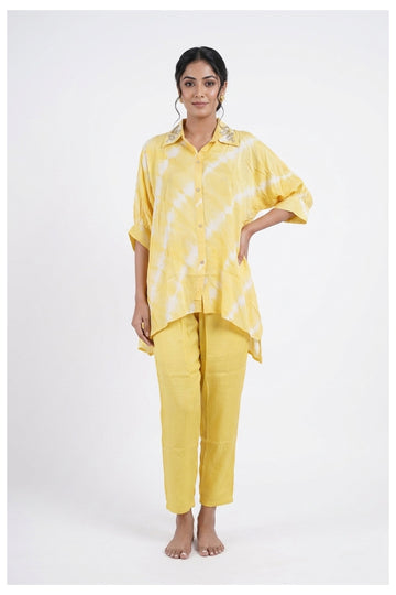 Sunshine Yellow Tie-Dye Co-Ord Indowestern Set