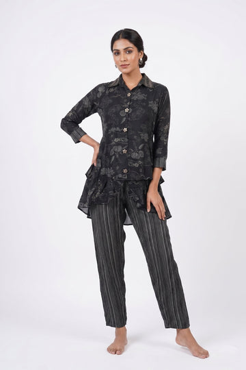 Charcoal Black Layered Indowestern Co-Ord Set