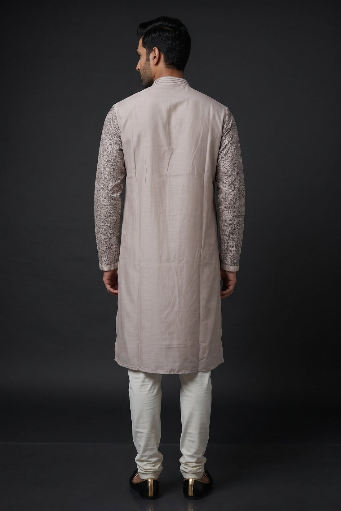Taupe Heritage Printed Premium Kurta For Men