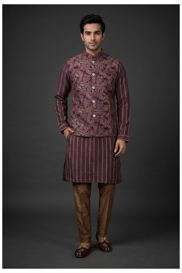 Men'S Paisley Koti Kurta Set