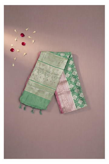 Mint Green Banarasi Art Silk Saree For Wedding & Party Wear